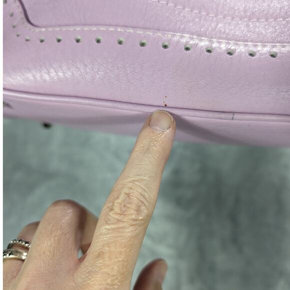 Coach Hampton lilac pebble leather hand bag Purse Satchel Light Purple Y2K - Picture 9 of 15